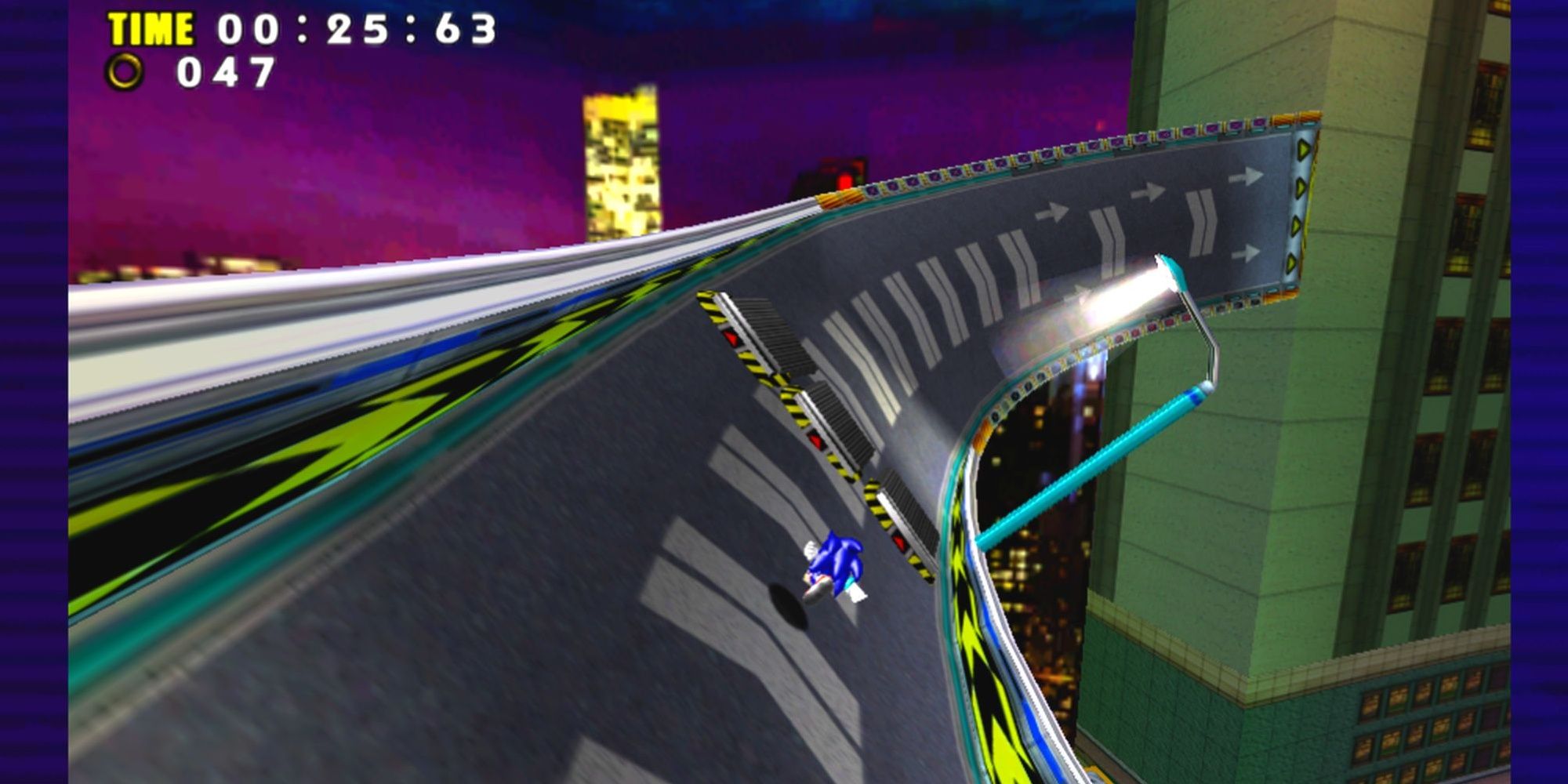 Sonic going through Speed Highway in Sonic Adventure.
