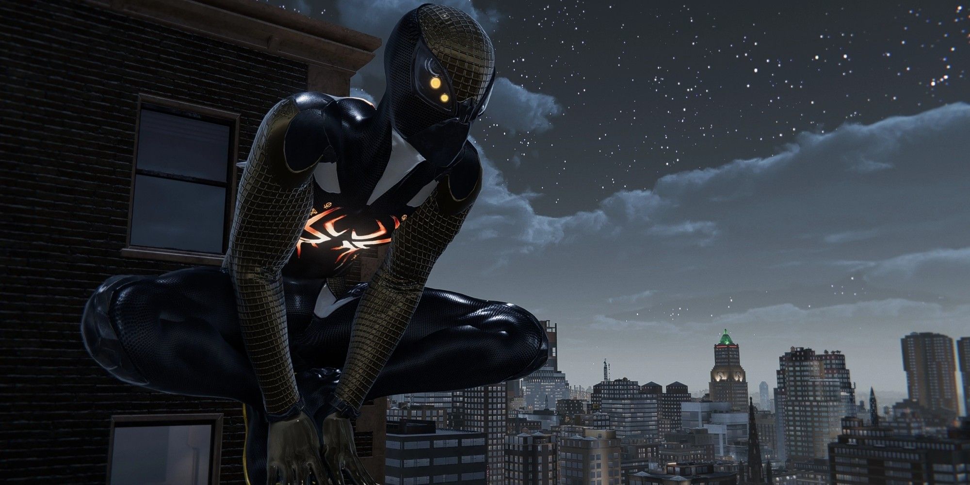 spider-man in a modded midnight suns suit