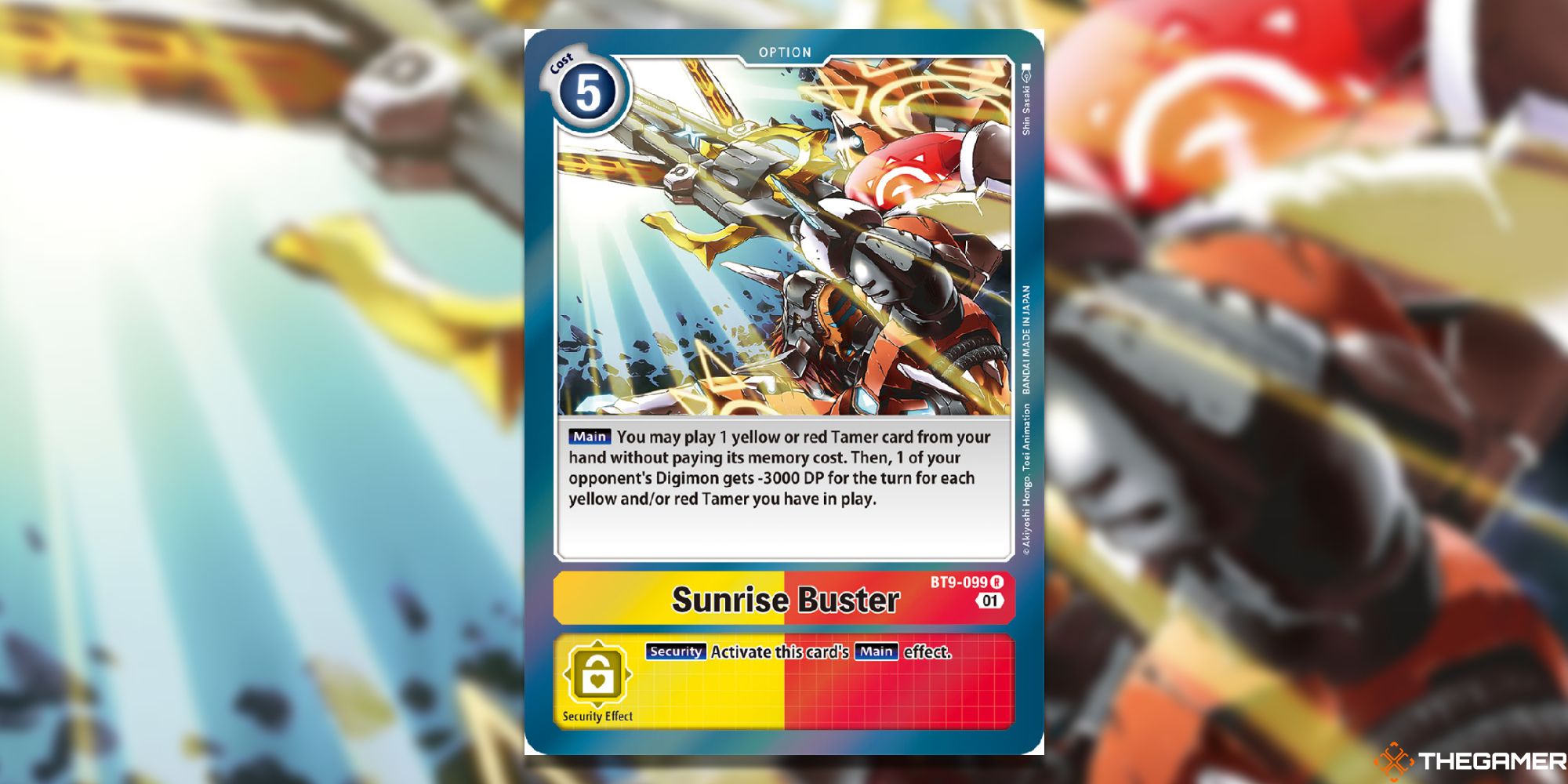 An image of the Sunrise Buster card from Digimon Card Game. 
