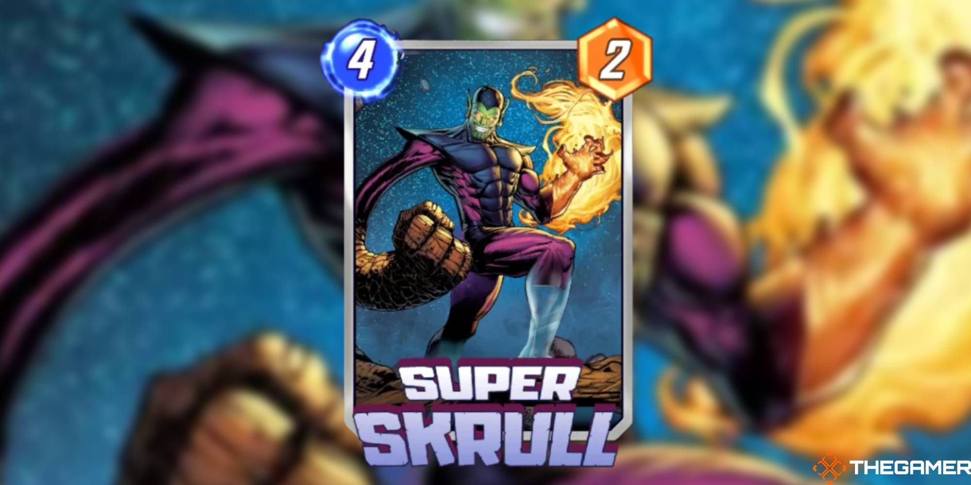 Marvel Snap - Super Skrull on a blurred background