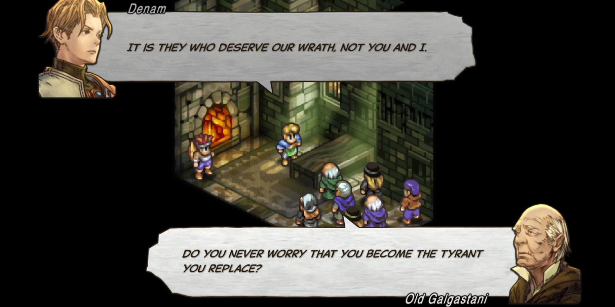 tactics ogre: reborn Denam talking to Galgastan people