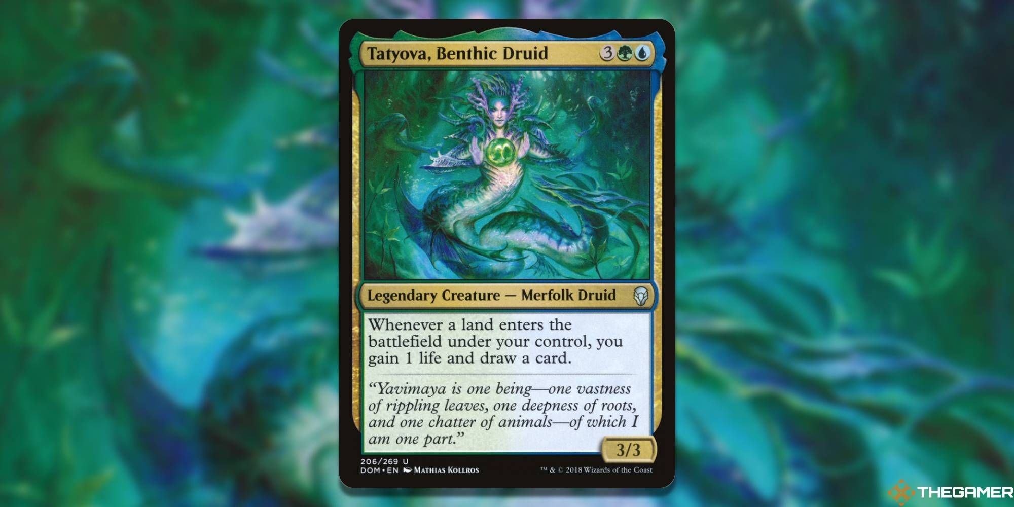 Image of the Tatyova, Benthic Druid card in Magic: The Gathering, with art by Mathias Kollros