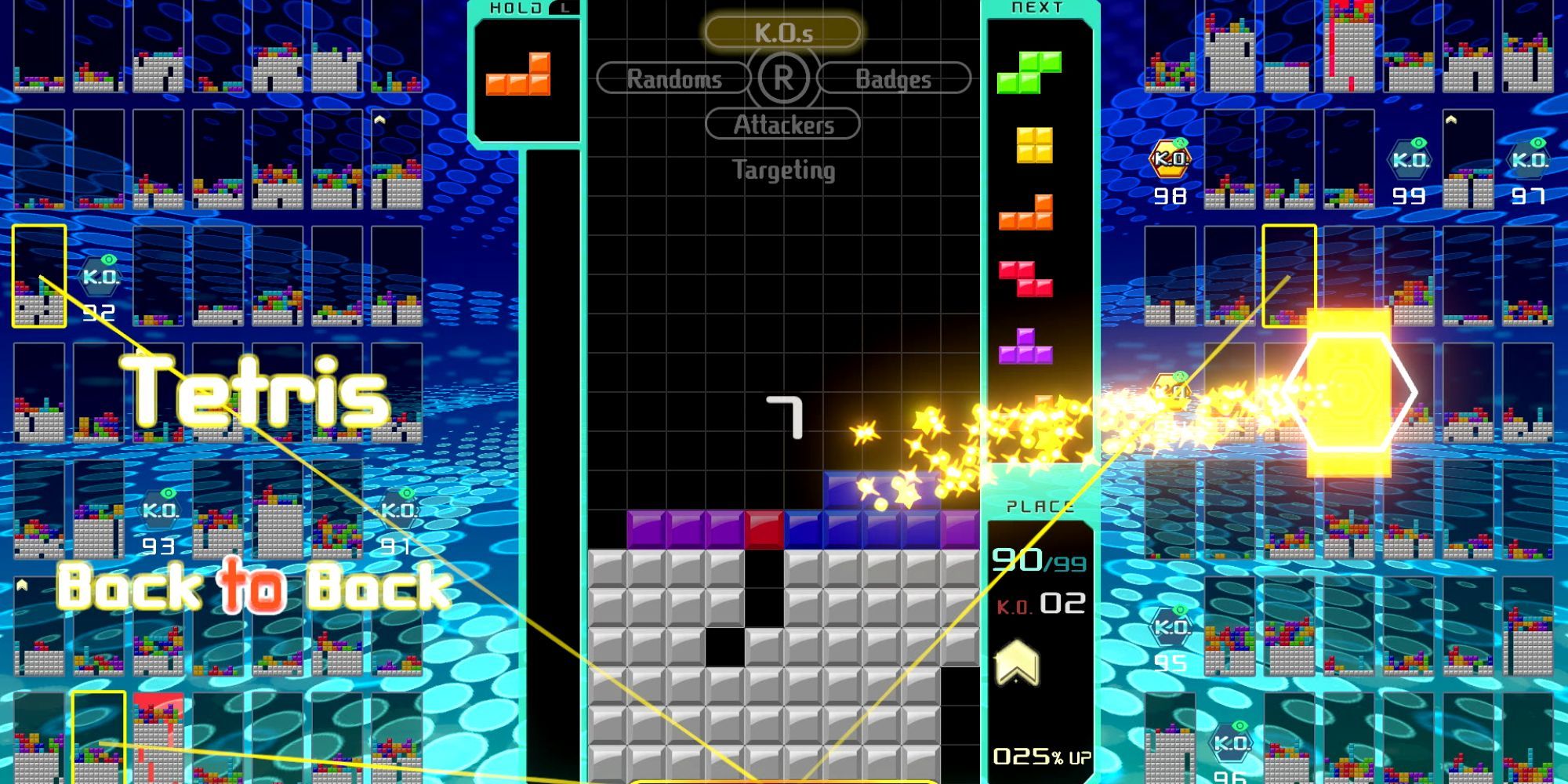A Tetris 99 match