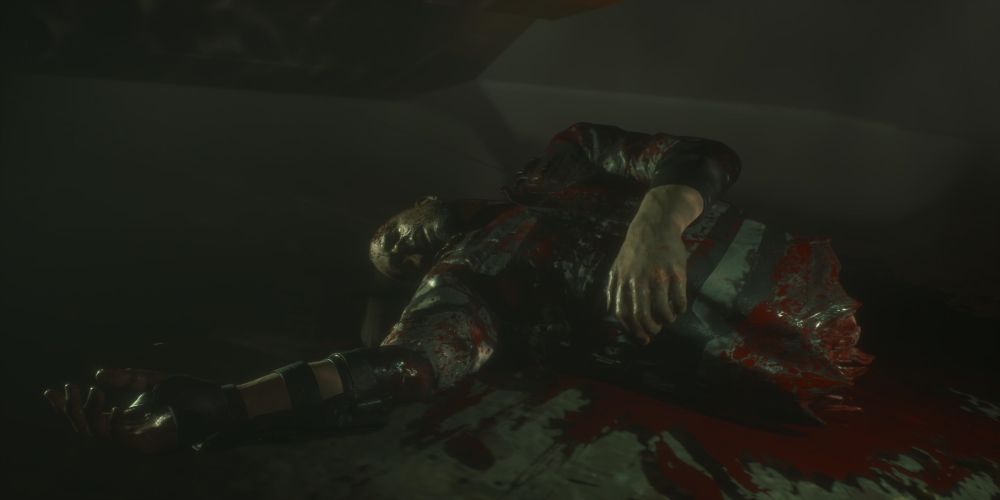 Death animation of Jacob torn in half on the ground