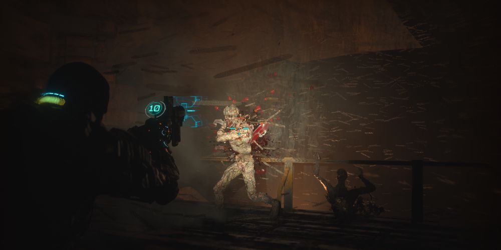 The Callisto Protocol Screenshot Of Jacob Shooting Monster