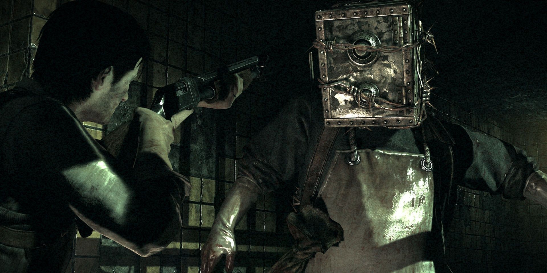 the evil within protagonist aiming at an enemy