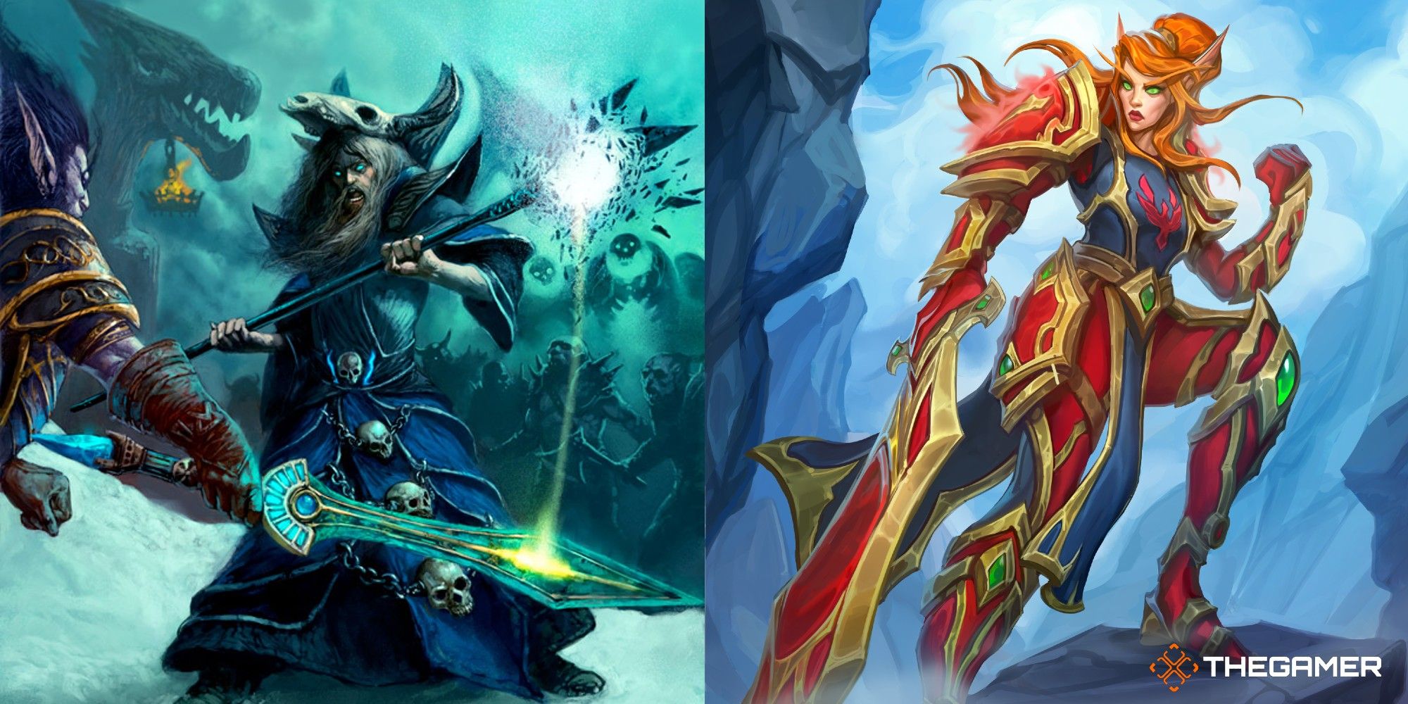 two hearthstone characters mage and knight