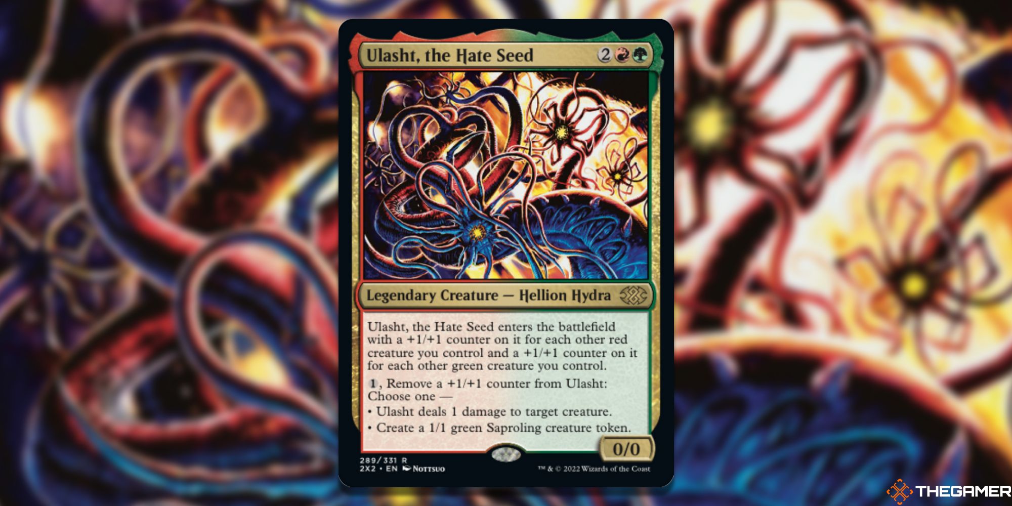 The card Ulasht, the Hate Seed from Magic: The Gathering.