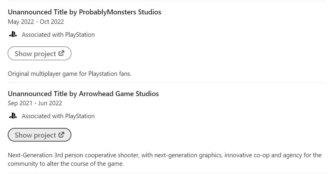 Unannounced PS5 shooter titles