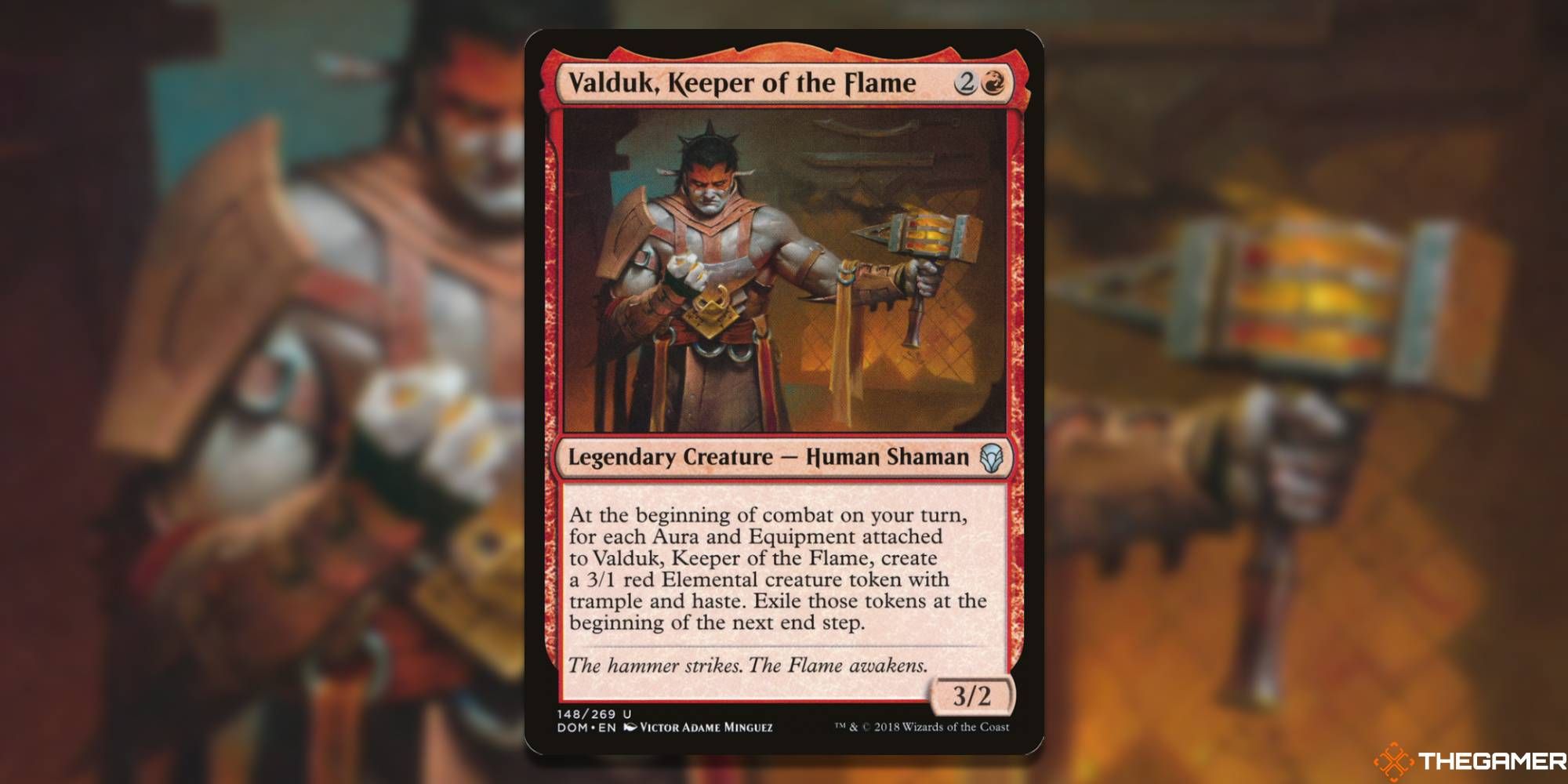 Image of the Valduk, Keeper of the Flame card in Magic: The Gathering, with art by Victor Adame Minguez