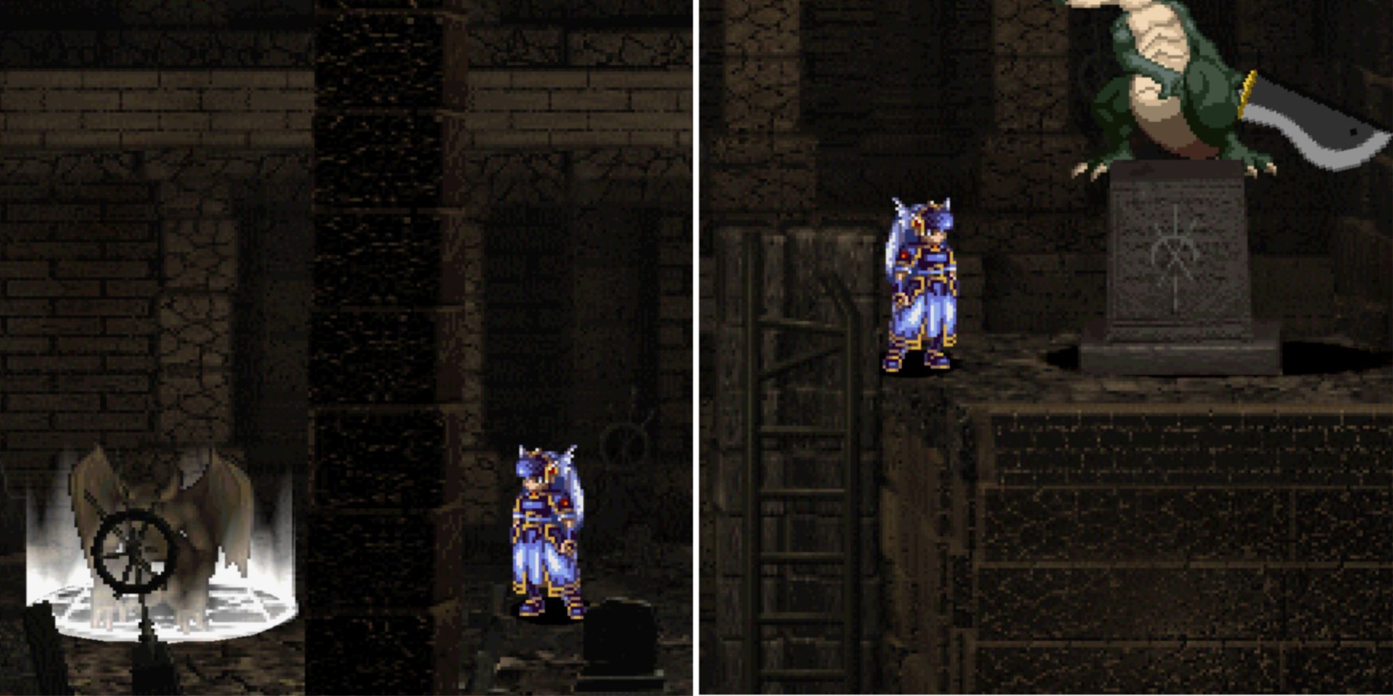 Valkyrie Profile Lenneth - Solde Catacombs Guardian statue and slab