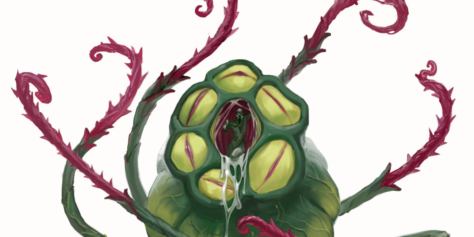 Van Richten's Guide To Ravenloft D&D artwork of the bodytaker plant spawning a podling