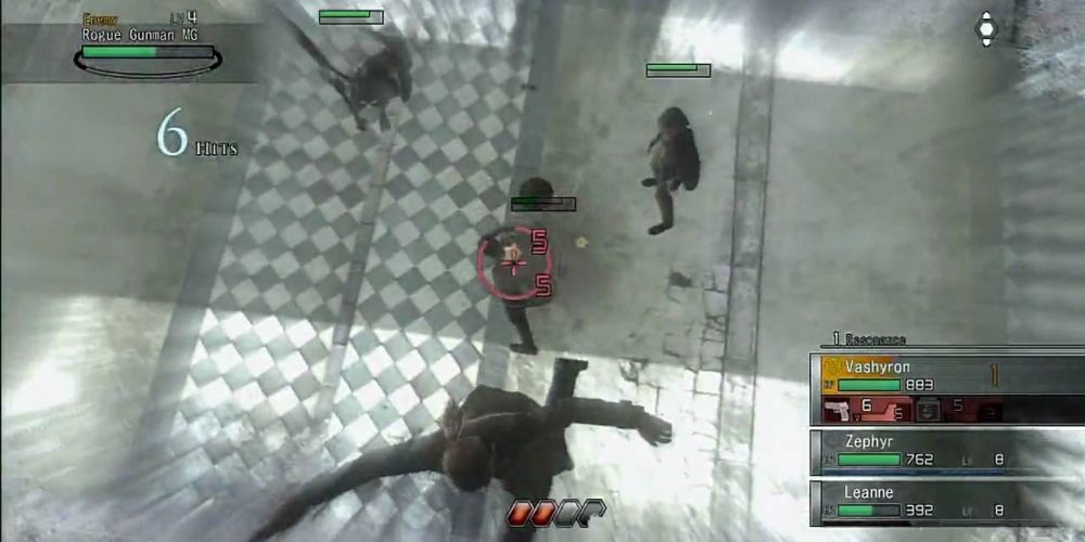 Vashyron performing an acrobatic attack against an enemy in Resonance of Fate