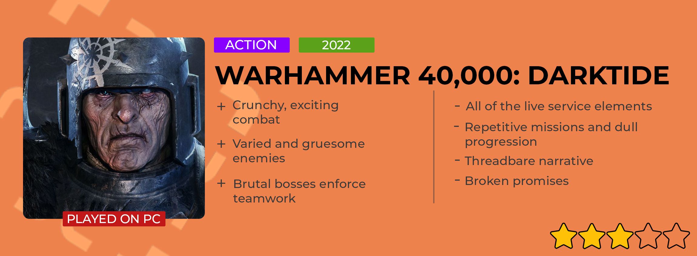Warhammer 40000 Darktide review card