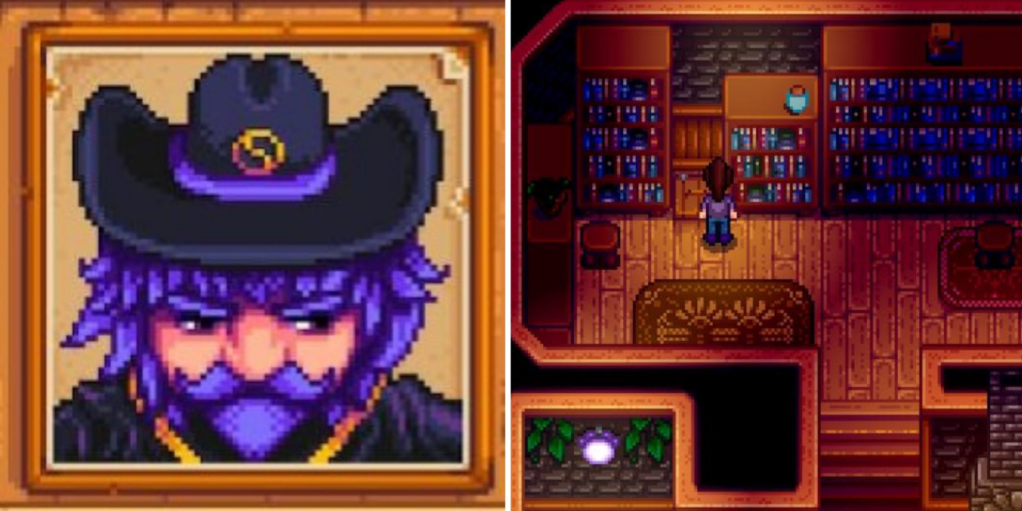 the wizard's portrait and going into his basement