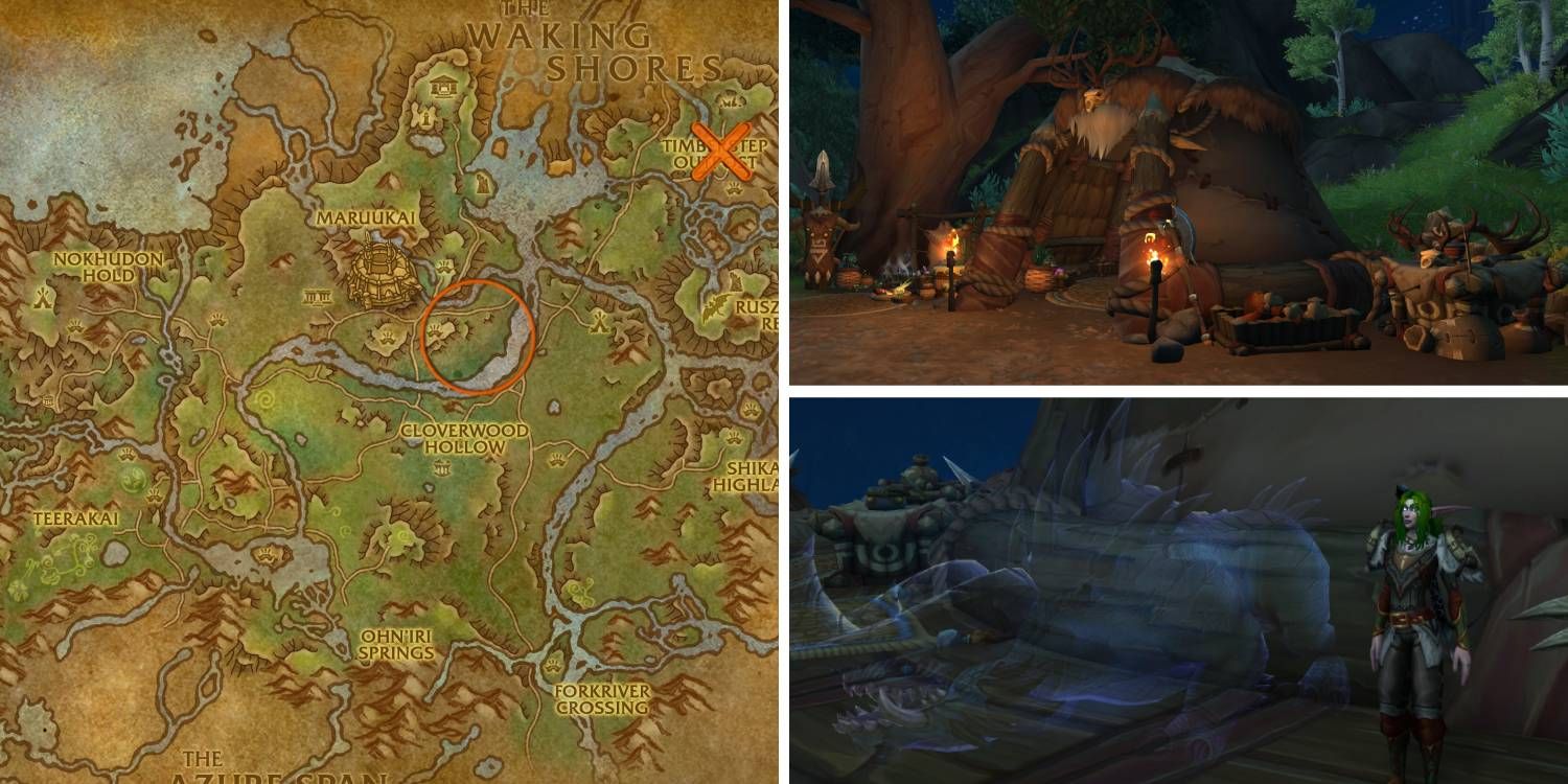The location of the spirit beast Bloodgullet within Ohn'ahran Plains in World of Warcraft