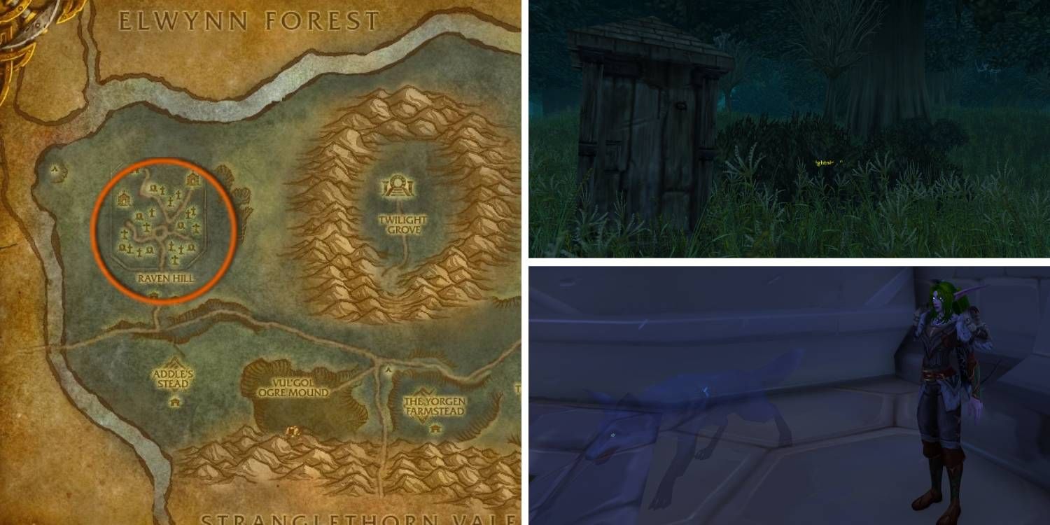The location of the spirit beast Lightning Paw within Duskwood in World of Warcraft