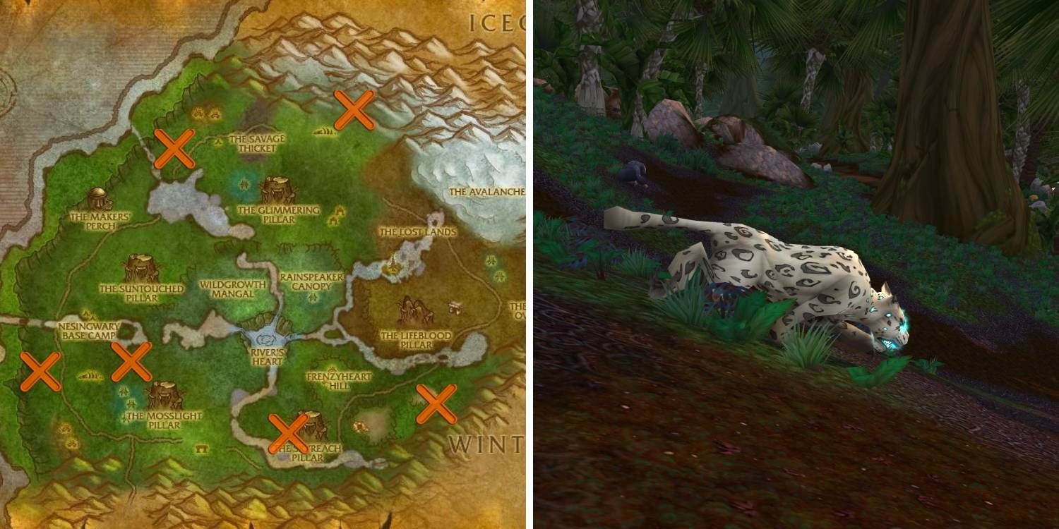 The location of the spirit beast Loque'nahak within Sholazar Basin in World of Warcraft