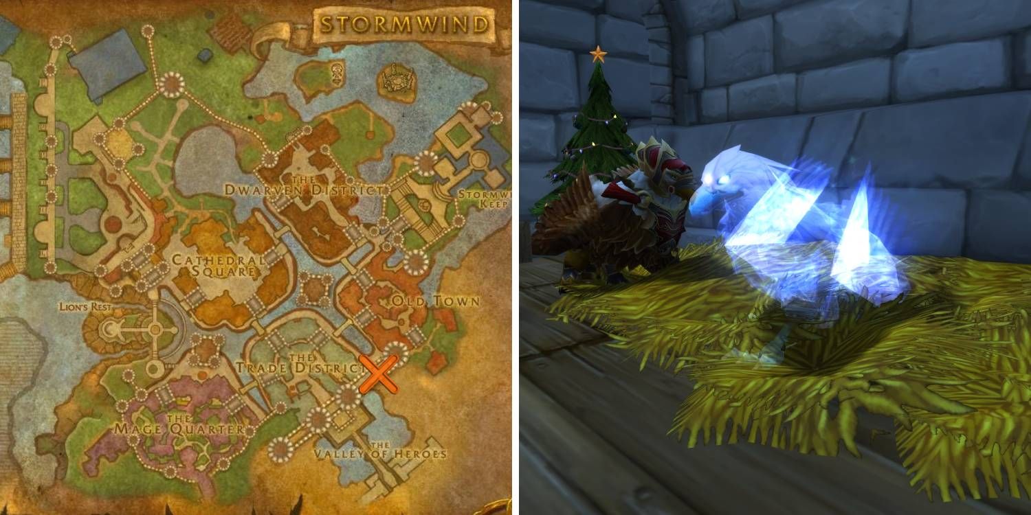 The location of the spirit beast Lost Spectral Gryphon within Stormwind in World of Warcraft