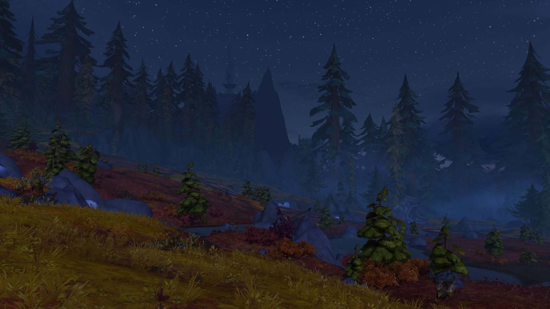 The Azure Span's open autumn plains at night.