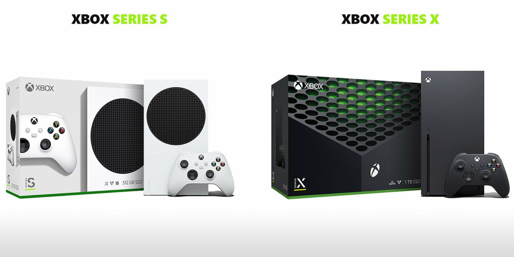 Xbox Series S and X side by side