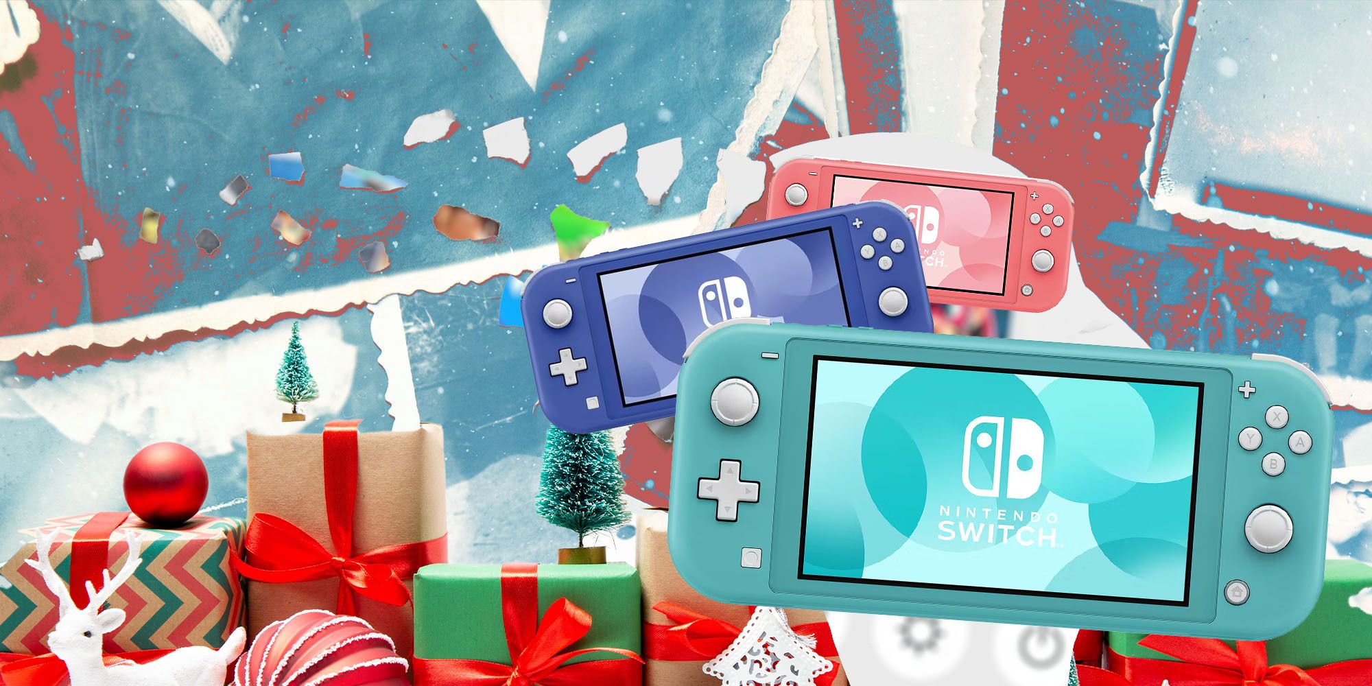 three switches on a christmas background
