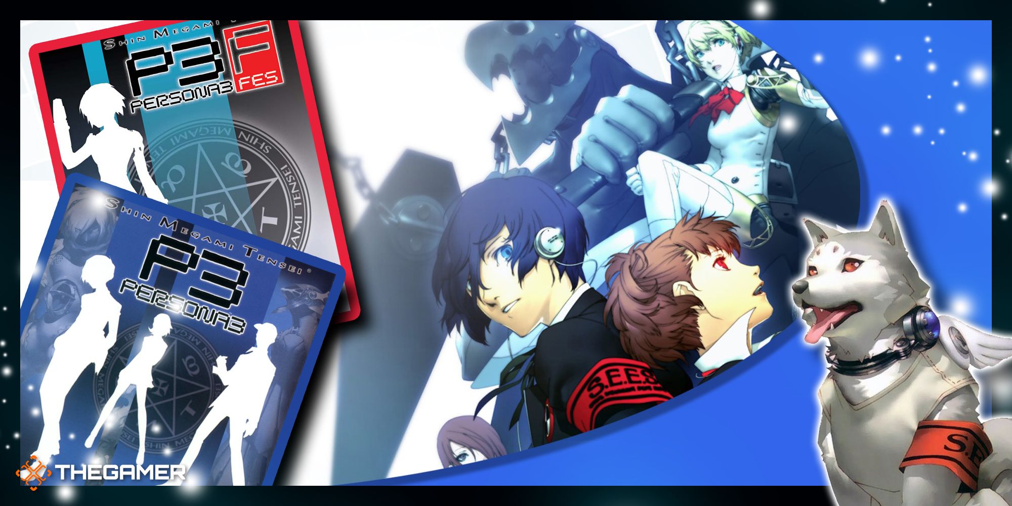 compilation of the covers of persona 3, persona 3 fes, and persona 3 portable