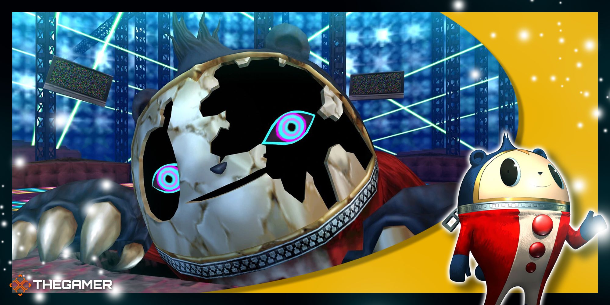 shadow teddie crawling up to attack the party in persona 4 golden