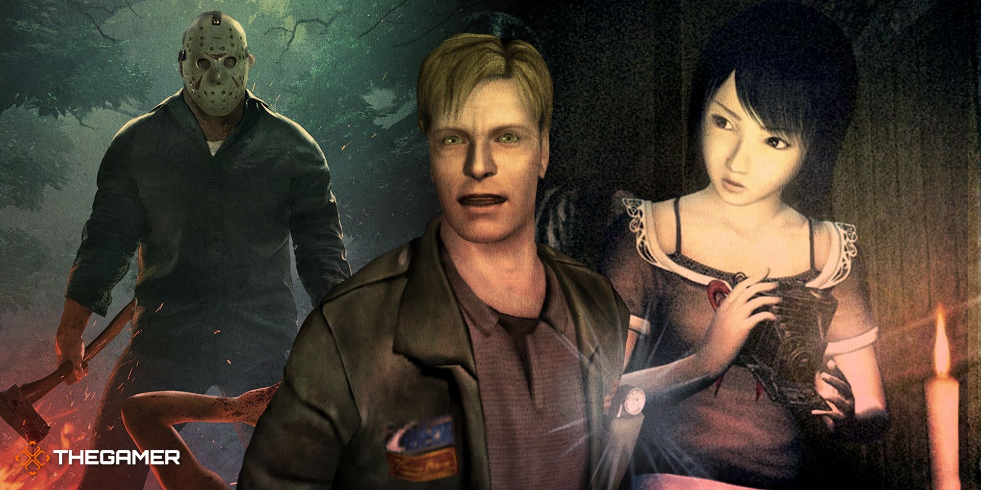 Game art from Friday The 13th  The Game, SIlent Hill 2 and Fatal Frame.