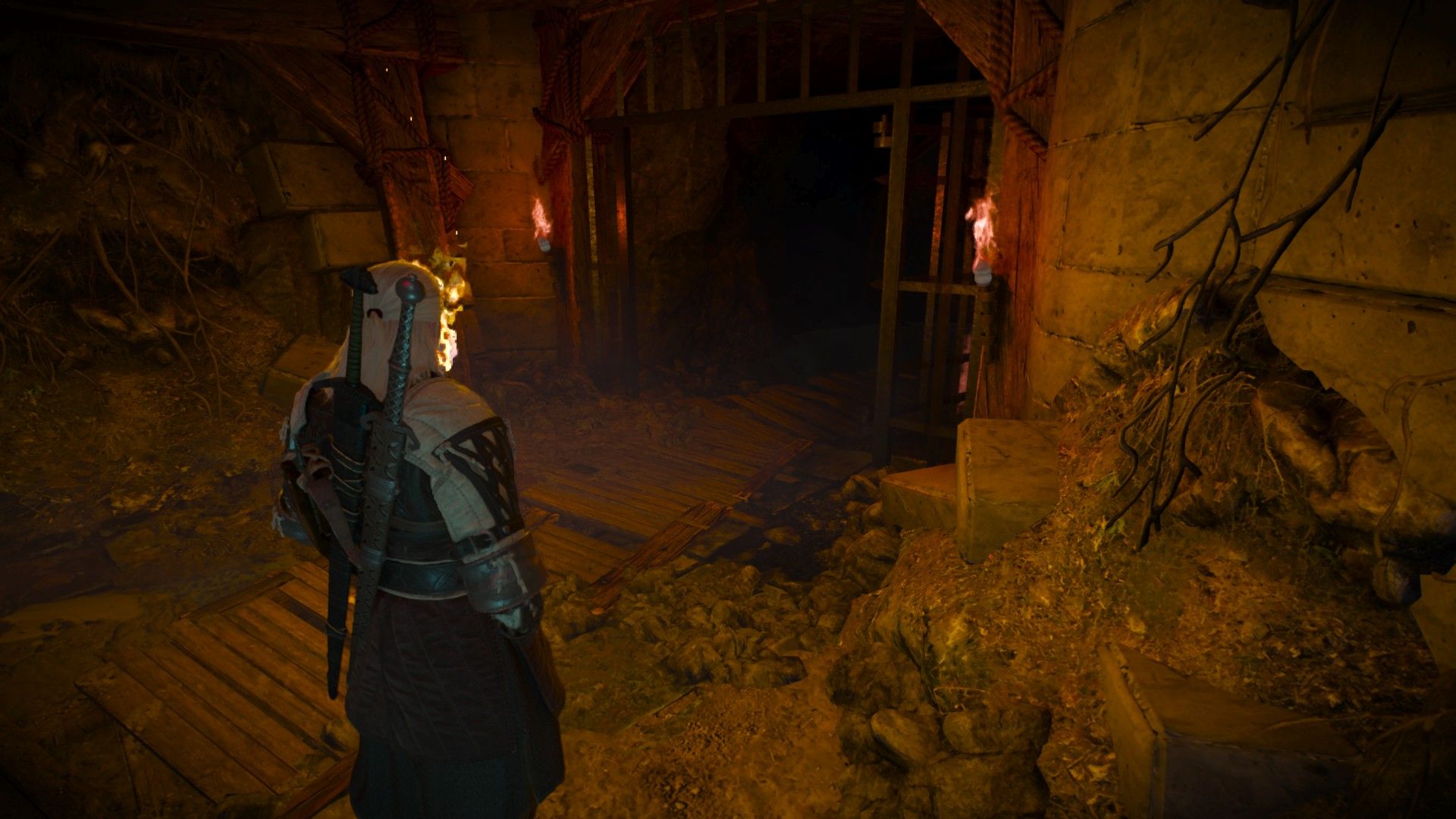 Geralt Exploring Devil's Pit In the Eternal Fire's Shadow Questline
