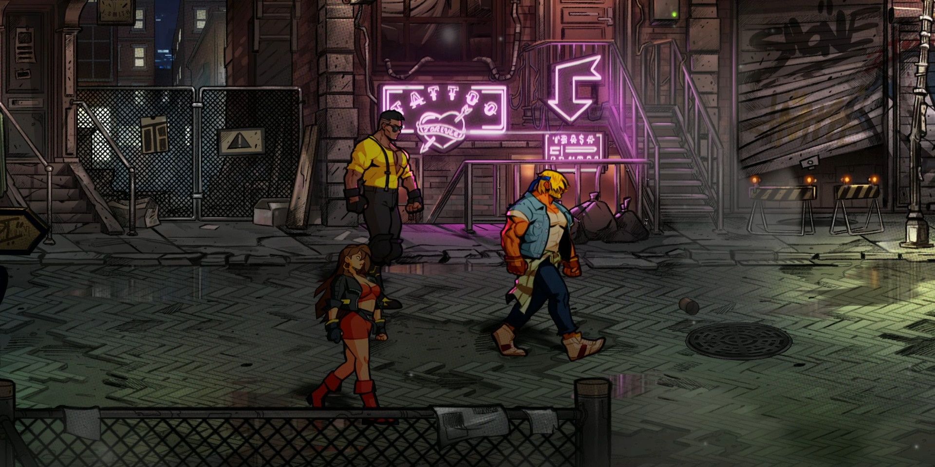 3 players walking in Streets of Rage 4