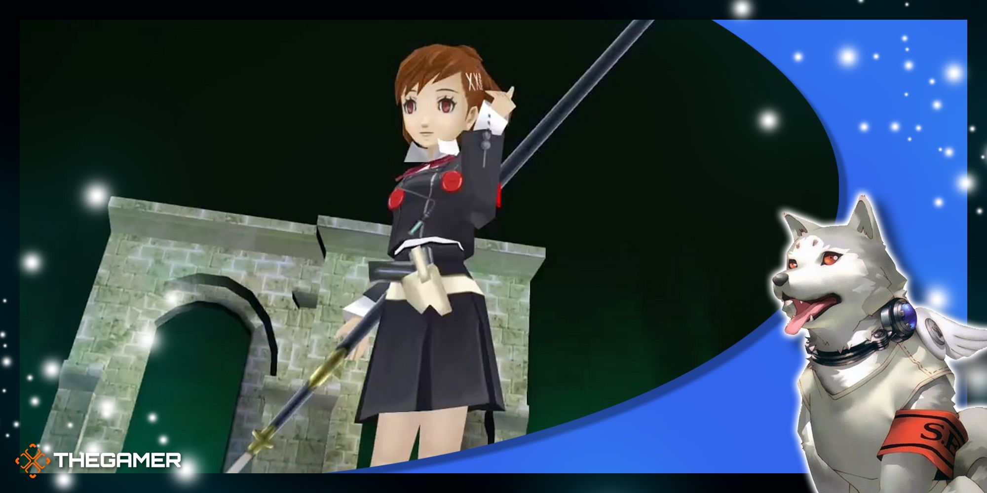 the female protagonist posing after winning a battle in block one - thebel of tartarus in persona 3 portable