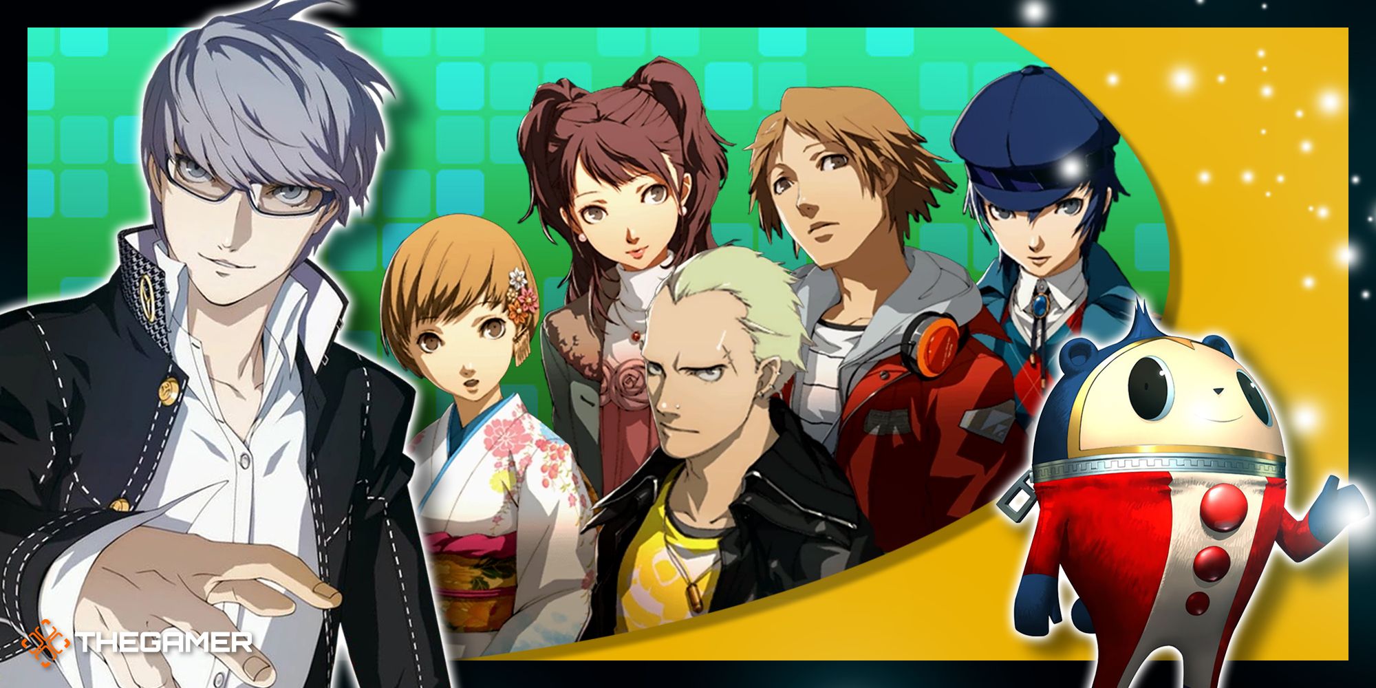 6Persona 4 Golden A collage of Yu, the Seekers Of Truth, and Teddie.