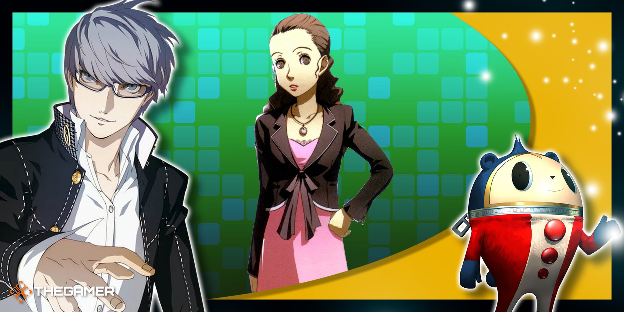 Persona 4 Golden - Yu, Eri, and Teddie collage.