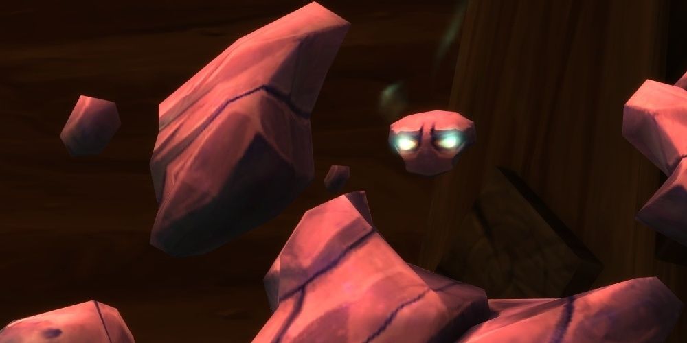 Close-up of an elemental made entirely of rock in the game World of Warcraft