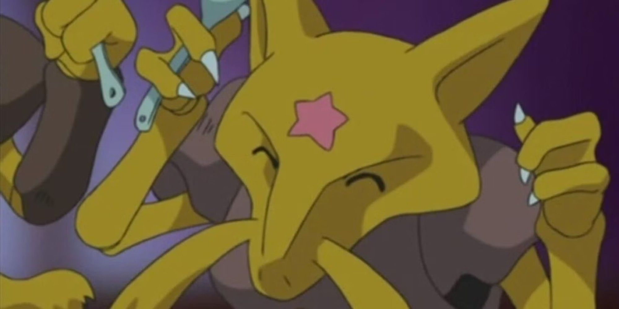 a happy kadabra holding its spoon