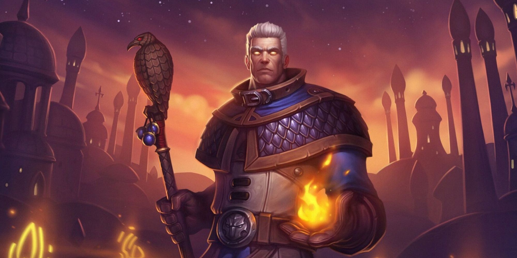 Archmage Khadgar about to cast fire spells in WoW