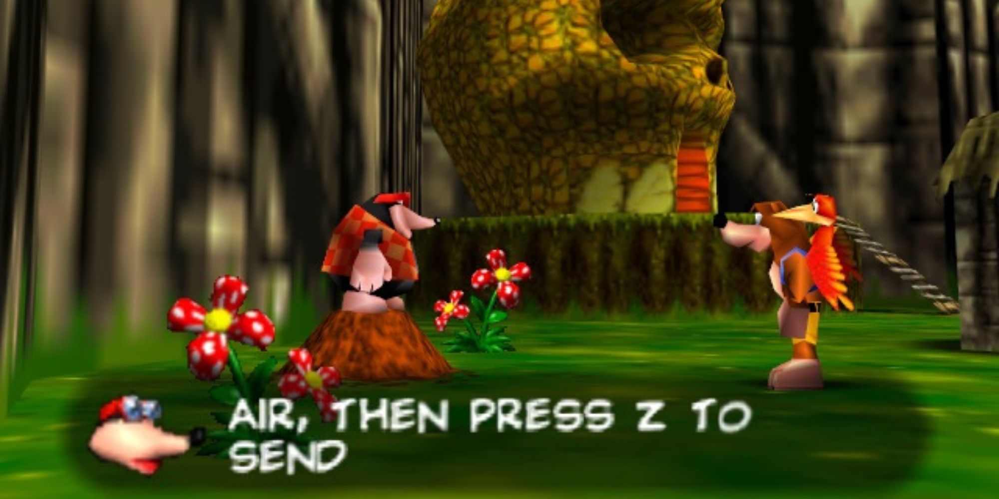 Banjo and Kazooie learning how to butt stomp