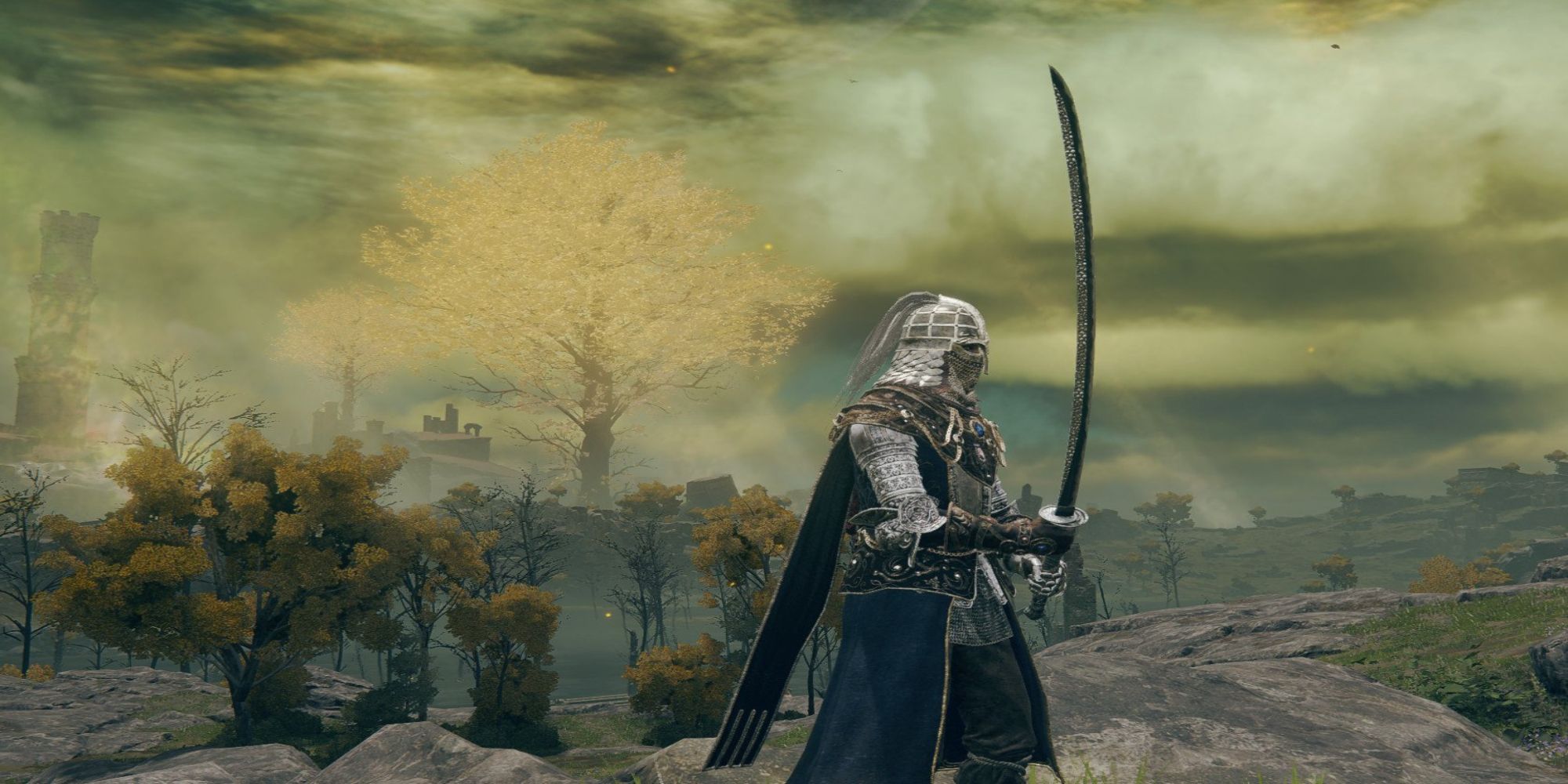 The Tarnished holds the Moonveil Katana in Elden Ring.