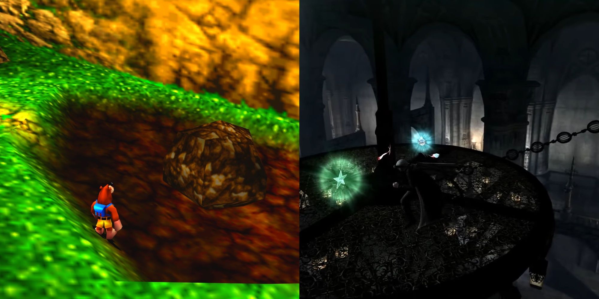 Boulder secret in Banjo-Tooie and hidden items in Devil May Cry 4.