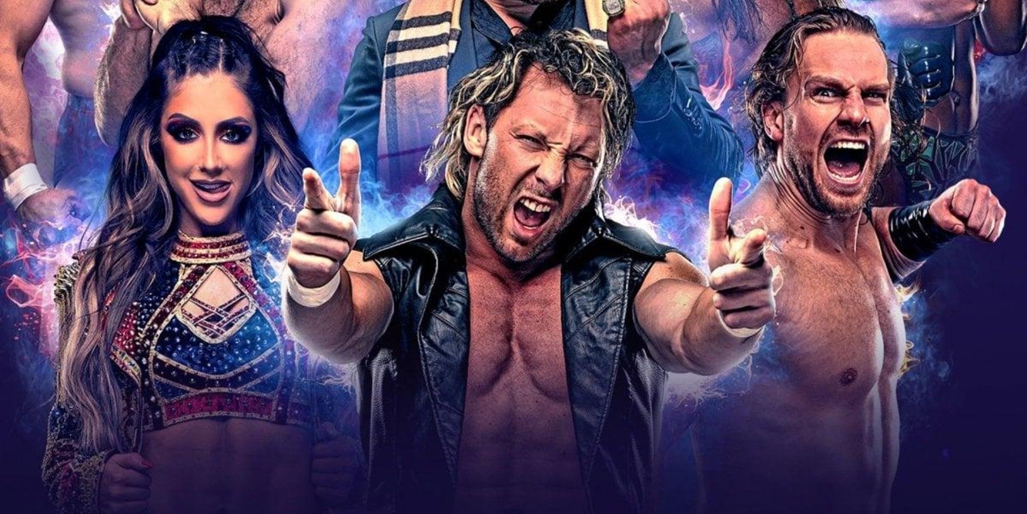 britt baker kenny omega and hangman page on the aew fight forever cover