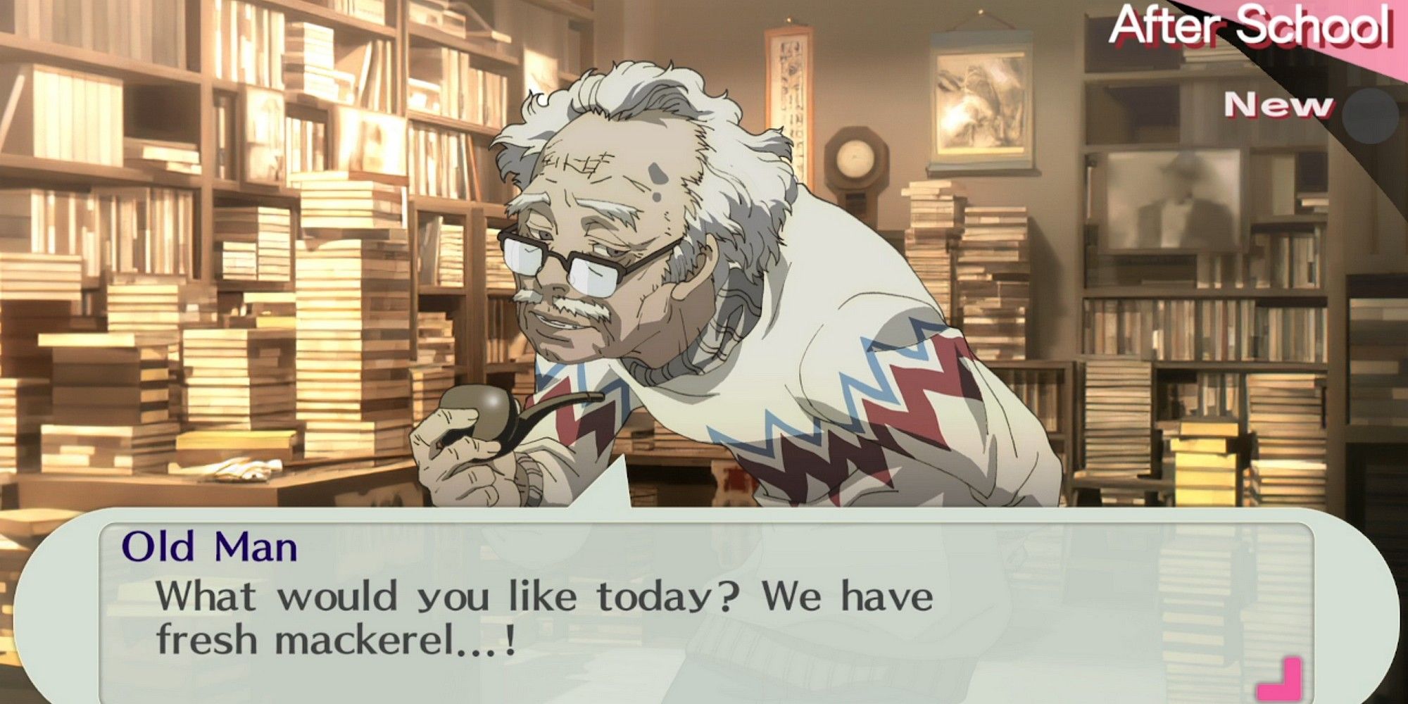 bunkichi implying he sells fish at his bookstore in persona 3 portable
