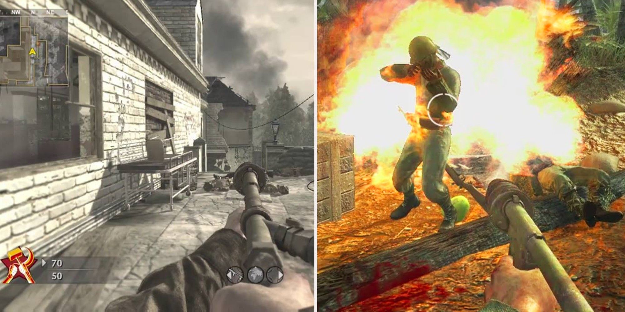 Call of Duty World at War - M2 flamethrower gameplay