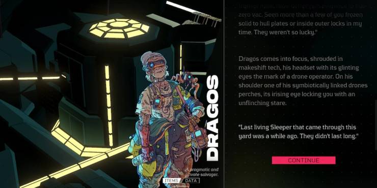 Interacting with Dragos in Citizen Sleeper
