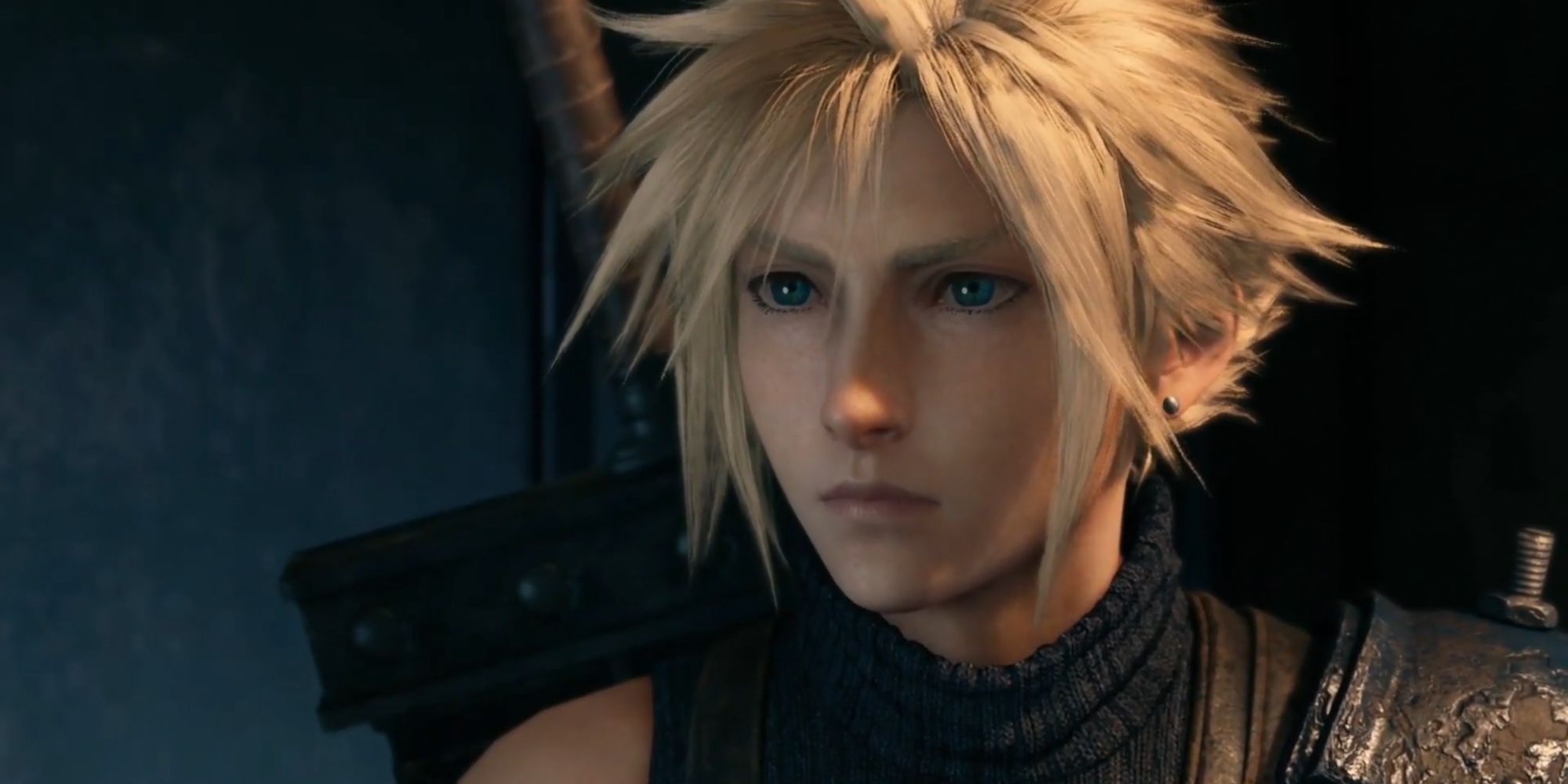 Cloud Strife with a straight face in Final Fantasy 7 Remake