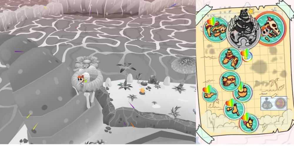 A collage of Garoro's location and where to find them on the map in Rainbow Billy.