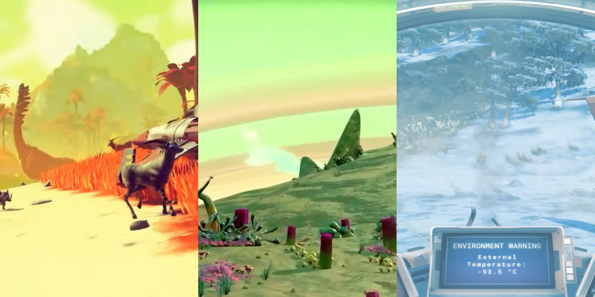 Swamp Planet, Mountain Planet, Ice Planet in No Man's Sky