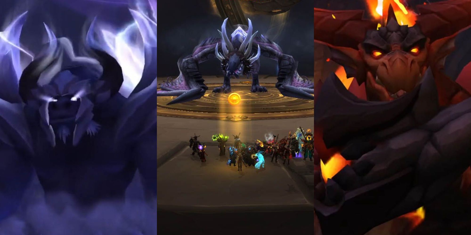World of Warcraft collage of three dragons - Kurog, Eranog, and Raszageth