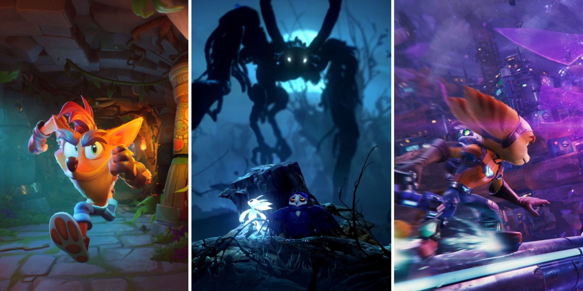 platformers with the best graphics Crash Bandicoot, Ori and Ratchet & Clank Rift Apart
