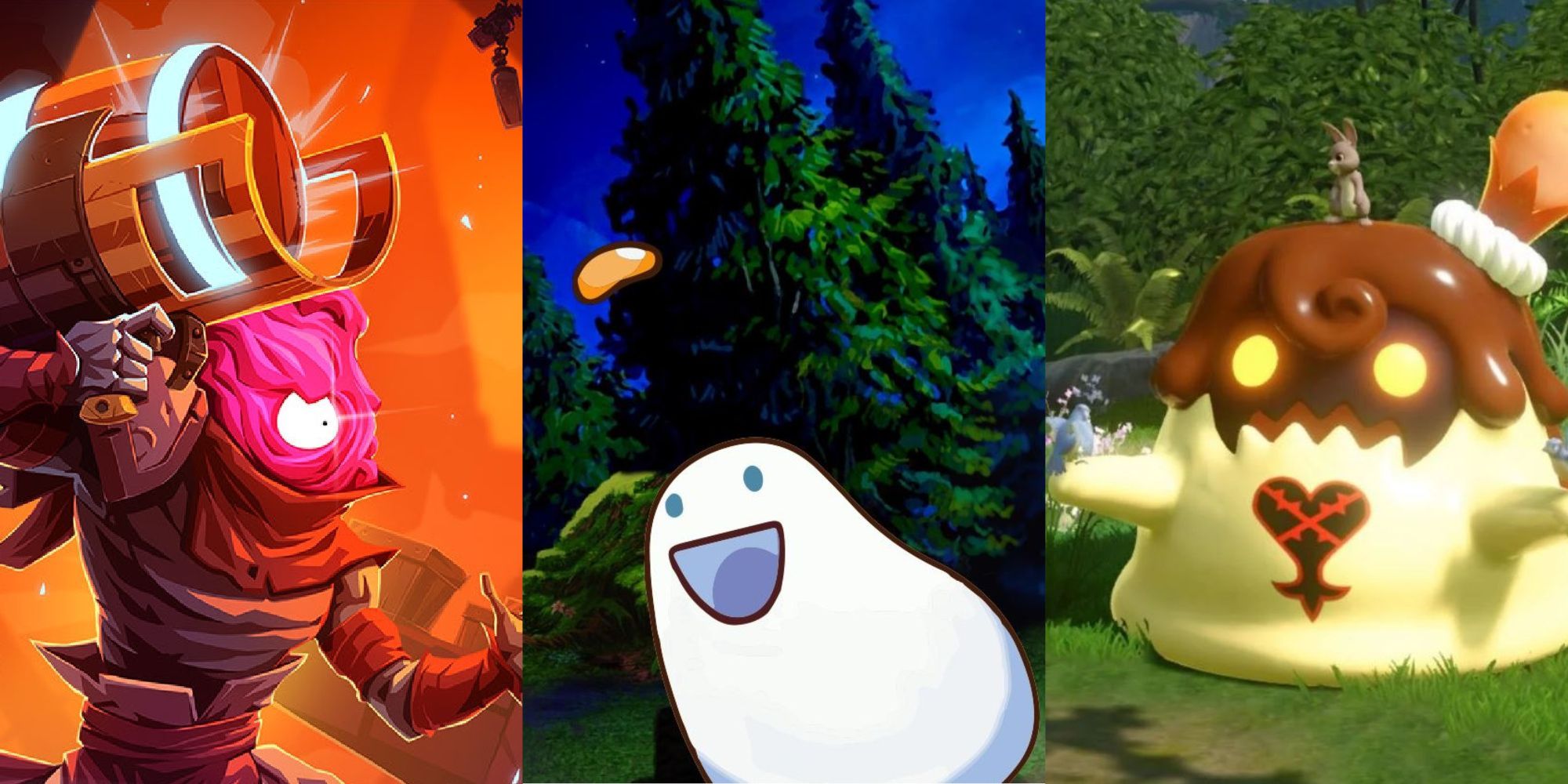 The Beheaded from Dead Cells, Blob from A Boy and his Blob, and Orange Flan from Kingdom Hearts 3